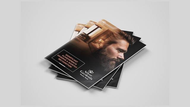Brochure spread: location and group credentials.